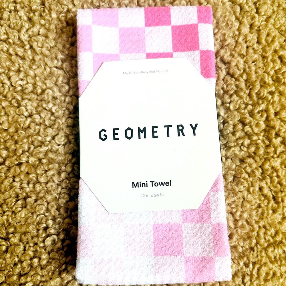 Pink Checkered Geometry Mini Towel
